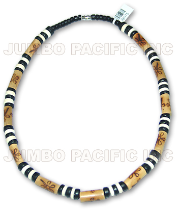 JBN75 Burnt bamboo tube necklace